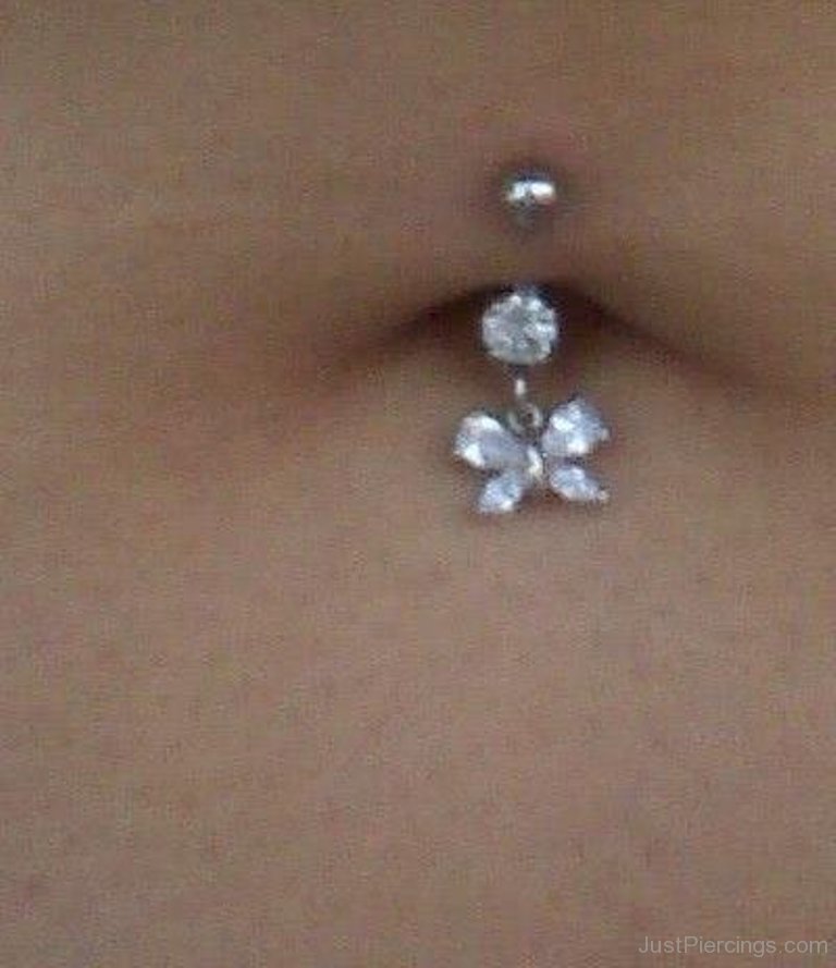 Belly Button Piercing with Butterfly Rings