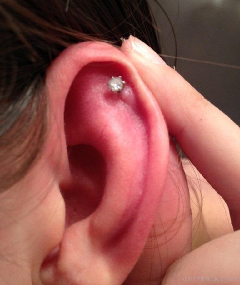 Cartilage Piercing With Diamond Stud
