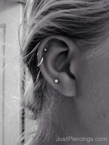 Stud And Hoop Helix Piercing