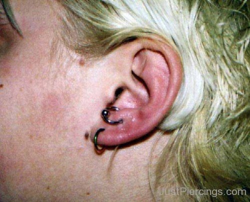 Lobe Piercing and Anti Tragus