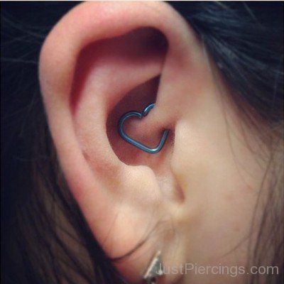 Blue Heart Daith and Lobe Piercing