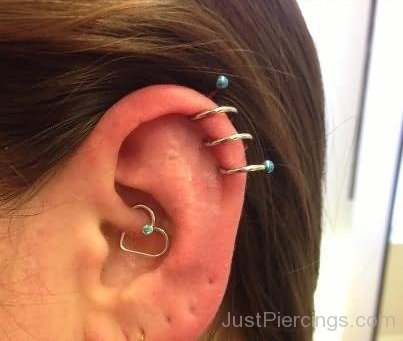 Heart Daith and Cartilage Ear Spiral Piercing