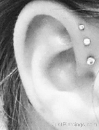 Helix Piercings on Right Ear