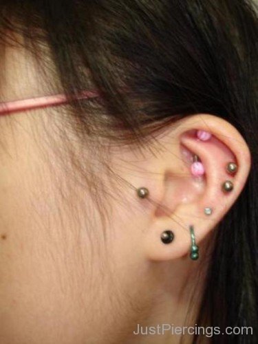 Helix Tragus Black Lobe Piercings