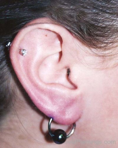 Helix and Lobe Ear Piercing For Girl