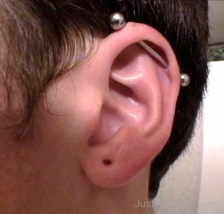 Industrial Piercing On Left Ear