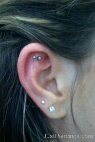 Lobe Piercing With Small Stone