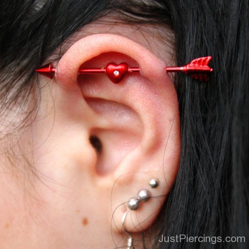 Love Arrow Industrial and Lobe Piercing