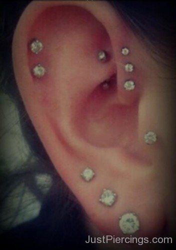 Tragus Piercing and Silver Lobe Piercing Picture