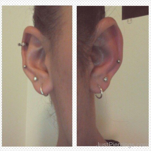 Anti Tragus Lobe And Helix Piercing