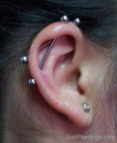 Dual Industrial And Lobe Piercing