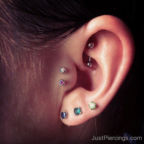 Dual Tragus Rook And Lobe Piercing