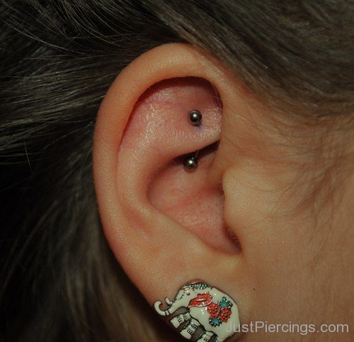 Elephant Lobe And Rook Piercing