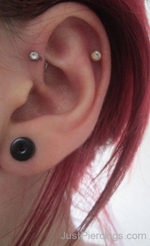 Helix And Black Lobe Piercing