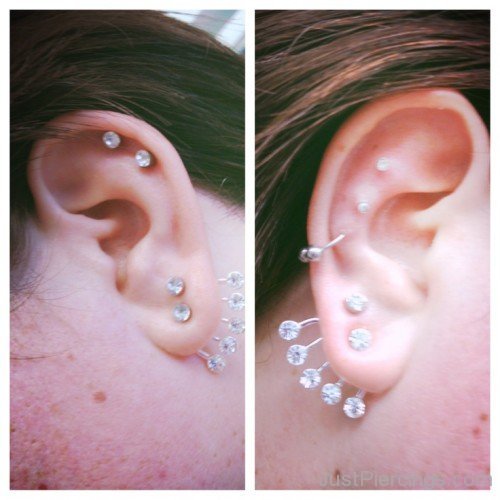 Helix And Diamond Lobe Piercing