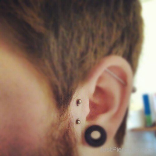 Industrial Tragus And Lobe Piercing