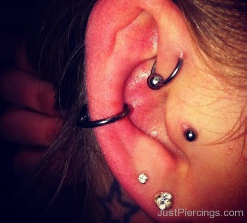 Lobe Helix And Tragus Piercing