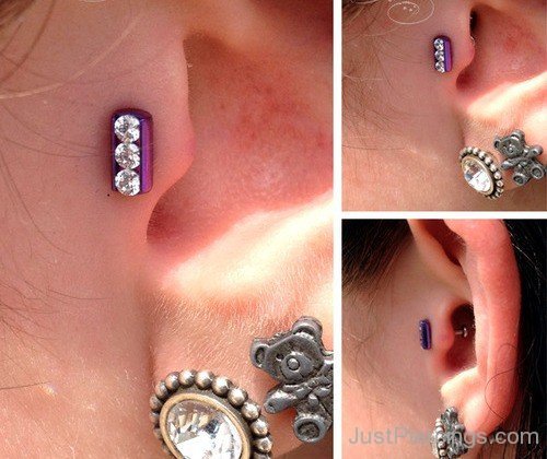 Teddy Lobe And Beautiful Tragus Piercing