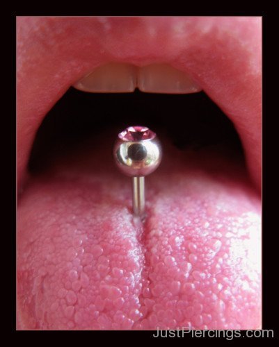 Closeup Of Tongue Piercing