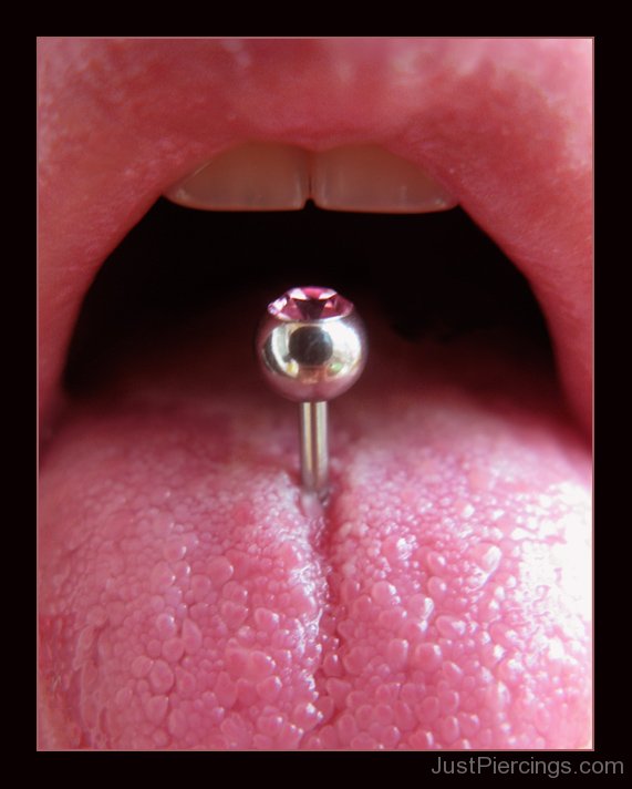 Closeup Of Tongue Piercing