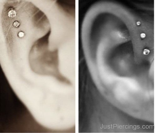 Triple Sacpha And Forward Helix Ear Piercing