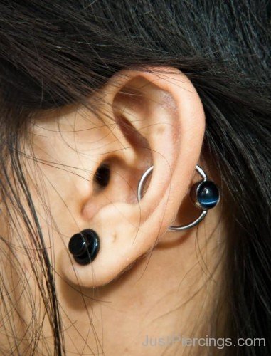 Black Gauge Lobe And Orbital Piercing-JP12310