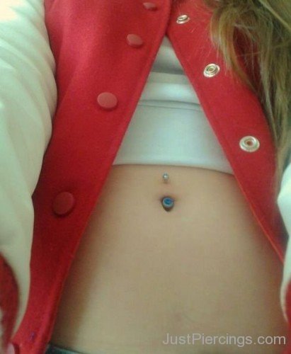 Girl In Red Jacket With Belly Piercing-JP12351