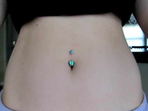 Girl With Belly Piercings With Pearl Barbell-JP12352