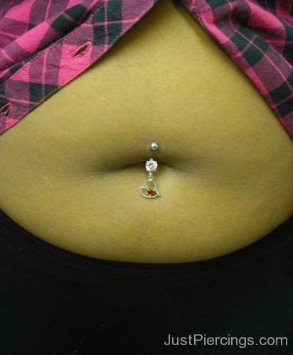 Piercing on Belly with Heart Ring-JP12374