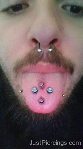 Stem Piercing On Tongue