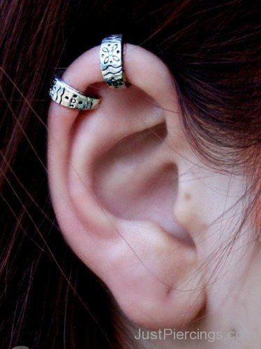 Upper Ear Piercing With Double Rings