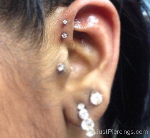 Anti Helix, Tragus and Lobe Piercing-JP1020