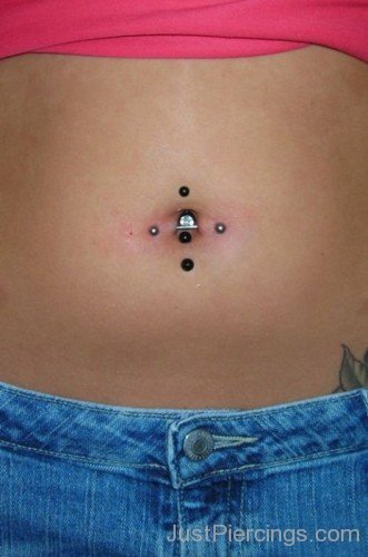 Belly Piercing With Black Studs-JP1034