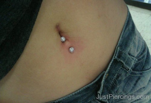 Belly Piercing With White Studs-JP1038