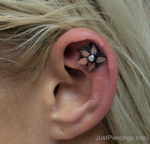 Butterfly ear tattoo-JP112