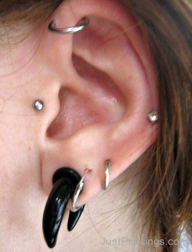 Anti Helix,Tragus and Lobe Piercing-Jp115