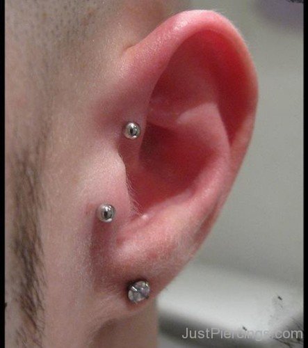 Tragus, Anti Helix & Lobe Piercing-JP138