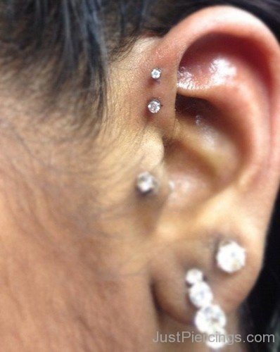 Anti Helix  Tragus and Lobe Piercing-JP1002