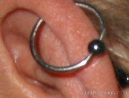 Ball Ring Cartilage Piercing Closeup Image-JP1007