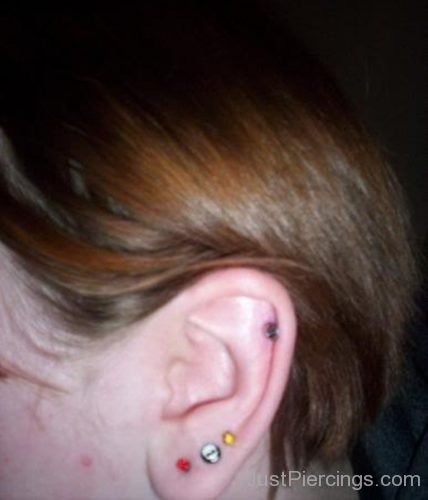 Cartilage Piercing And Lobe Piercing With Color Studs-JP1014