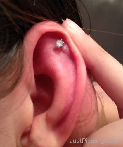 Cartilage Piercing With Diamond Stud On Left Ear-JP1045