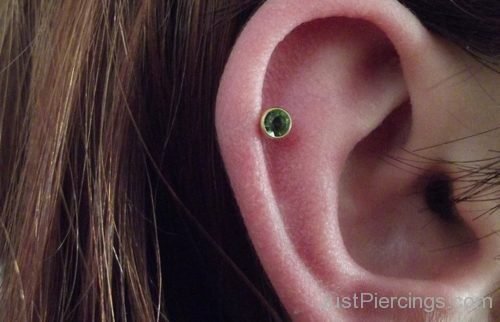 Cartilage Piercing With Green Stud-JP1052