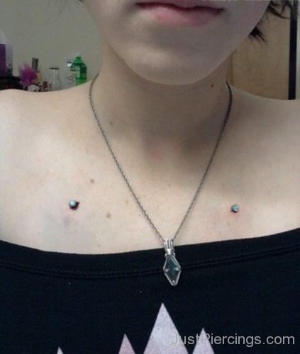 Collar Bone Piercing WIth Cool Dermals-JP1077