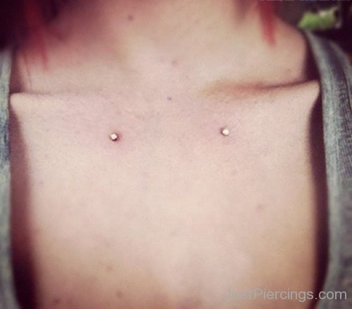 Collar Bone Piercing WIth Small Dermals For Girls-JP1106