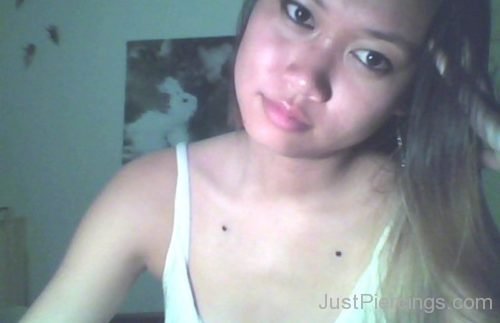 Collar Bone Piercing With Black Dermals-JP1075