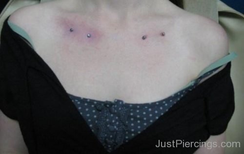 Collar Bone Piercing With Dual Barbells 4-JP1087