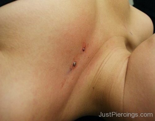 Collar Bone Piercing With Silver Dermals-JP1099