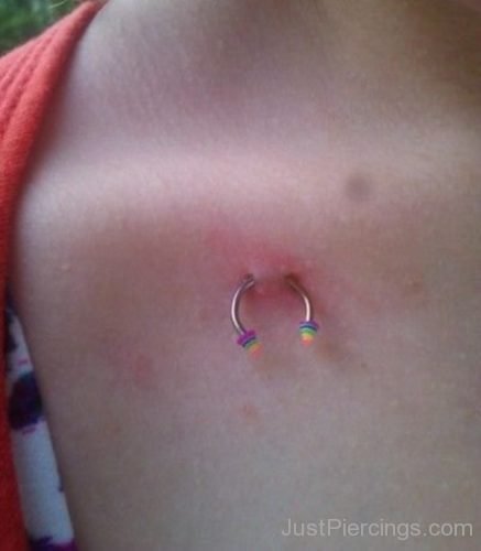 Collarbone Piercing With Color Ring-JP137