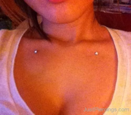 Collarbone Piercings With Silver Studs-JP1132