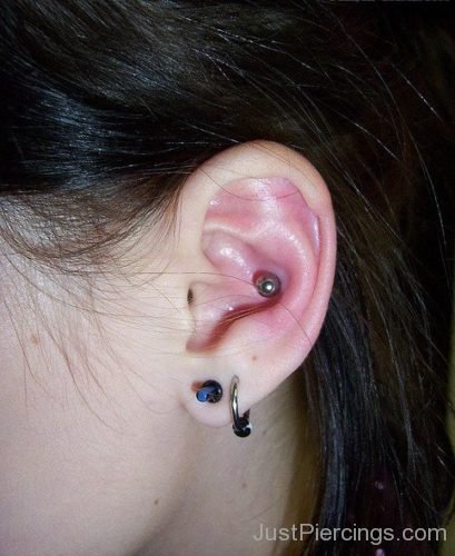 Conch  And Lobe Piercing With Ring-JP1010